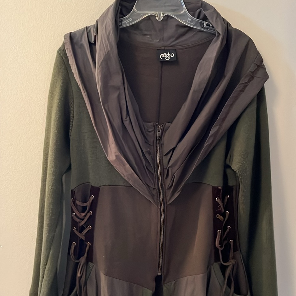 Mishu Dark Green and Brown Coat - Large
